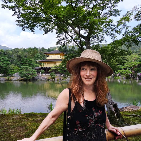 Marla Fields with Golden Pallace in background at Kyoto, Japan